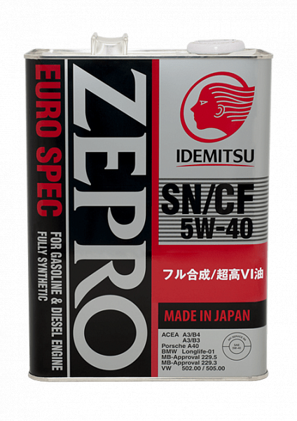 Масло моторное Idemitsu 5W-40 Zepro EURO SPEC SN/CF синт. 4л