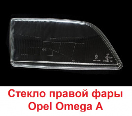 Стекло фары Opel Omega A 87-94 правое/BR1306621144R