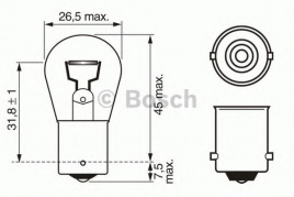 Лампа P21W/21W 12V BA15s/15052